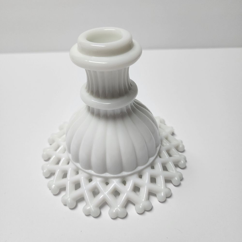 Vintage Westmoreland Lattice Edge Milk Glass Taper Candlestick